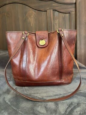 Vintage Brahmin “Flower” Leather Tote Bag Purse, truly rare and vintage